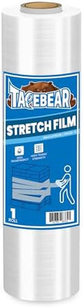 TAPEBEAR Stretch Wrap Film 15" x 760Ft Shrink Wrap Roll Industrial Strength by TAPEBEAR