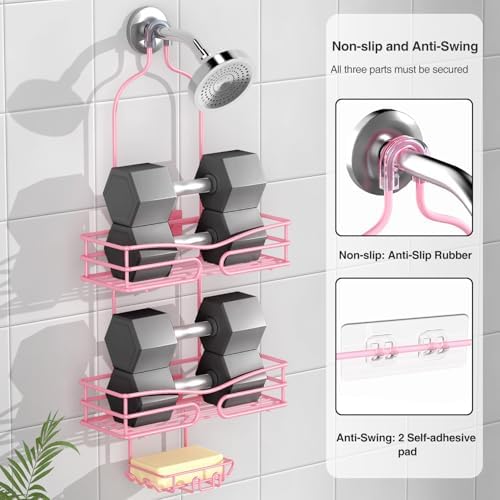 DAOYA Pink 3-Tier Over Head Shower Caddy - Image 3