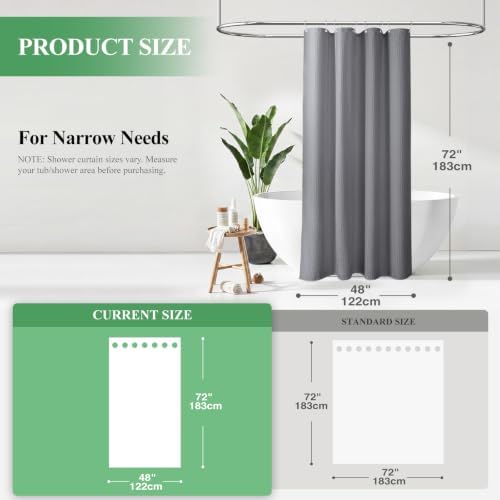 Dynamene Stall Waffle Shower Curtain 256 GSM Heavy Fabric 48x72 Grey/Gray - Image 2