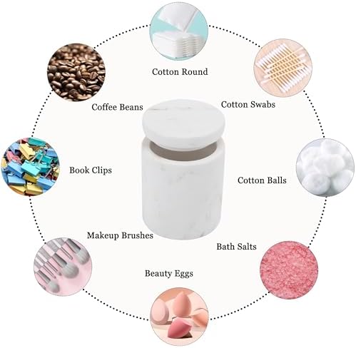 Natural Marble Canister, Cotton Qtip Holder - Image 3