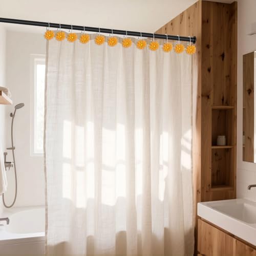 Flower Shower Curtain Hooks, 12 Pack Rustproof Stainless Steel Decorative - Image 5