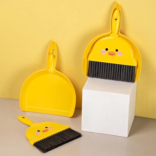 1Pc Small Dust Pan and Brush Set, Cute Yellow Mini Broom and Dustpan Set - Image 4