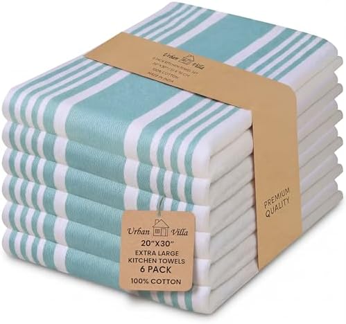 Urban Villa Kitchen Towels Cotton Dish Towels 20”x30” Aqua by CottonTrends