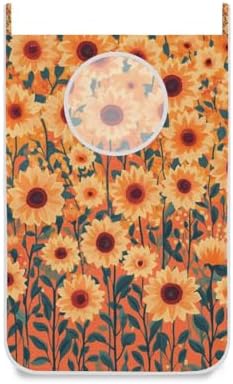 Orange Sunflowers and Poppy Flowers Door Hanging Laundry Hamper Bag by WelcometoElliTarr