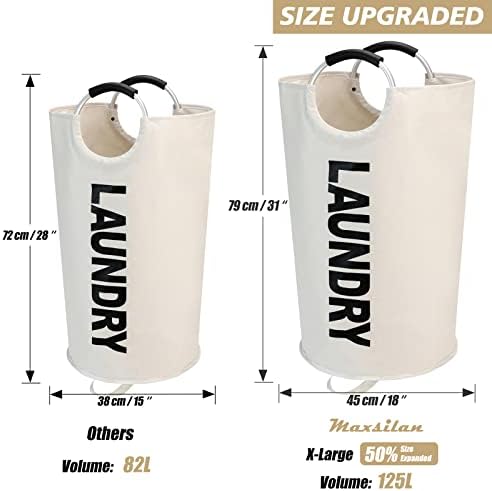 Maxsilan 125L X-Large Laundry Basket Bag, Collapsible Tall Hamper - Image 3