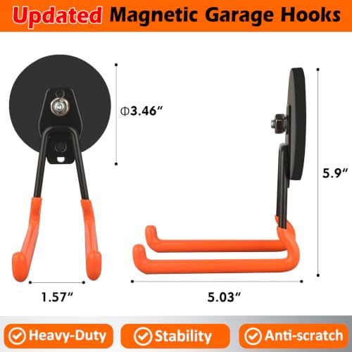 MUTUACTOR Updated 2PCS 40lbs Heavy Duty Magnetic Garage Storage Hooks - Image 5