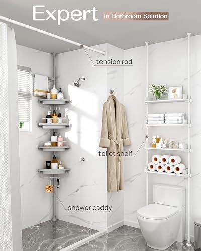 ALLZONE Corner Shower Caddy Tension Pole, Extendable Rustproof Stainless Steel - Image 3