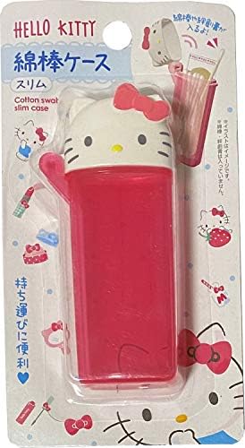 Sanrio Hello Kitty Portable Cotton Swab Slim Case 4.7 × 10.3 cm Makeup Travel by GashinaStory