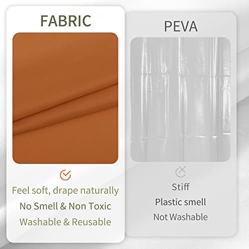 ALYVIA SPRING Extra Long Fabric Shower Curtain or Liner Burnt Orange - Image 4