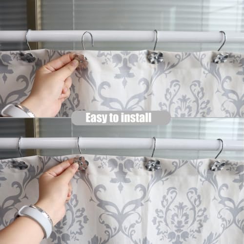 12PCS Decorative Shower Curtain Hooks, Rustproof Metal Flower Shower Curtain - Image 3