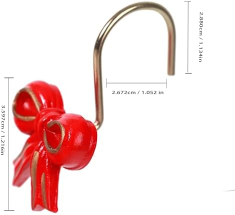 Two Fish Home Fashions Set of 12 Decorative Red Bowknot Resin Shower Curtain - Image 3