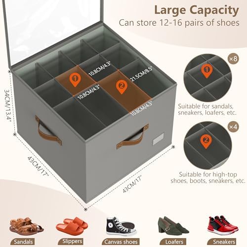Vincona Shoe Organizer for Closet, 2 Pack Foldable Shoe Storage Bins - Image 2