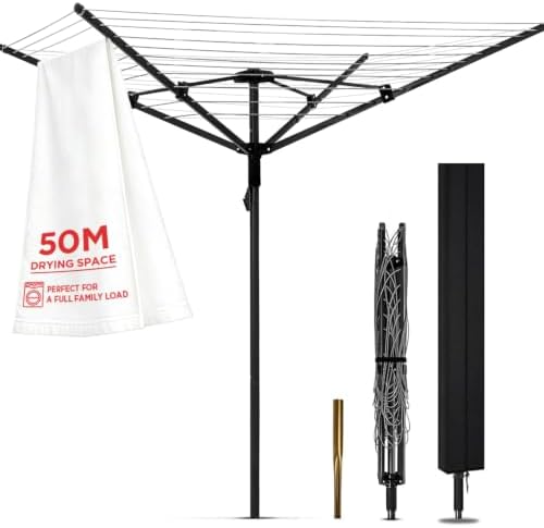 Umbrella Clothesline Outdoor, Rotary Retractable Clothes Line Outdoors by Unknown