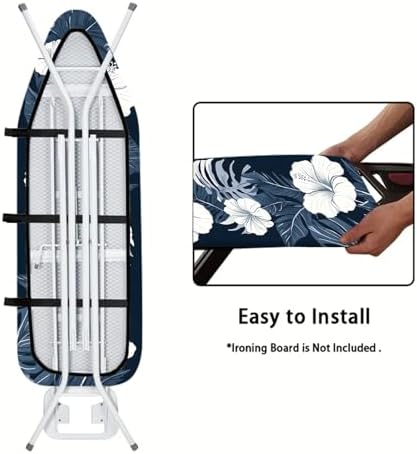 Nuxovilar White Hibiscus Blue Leaf Ironing Board Cover 15x54 Polyester - Image 5