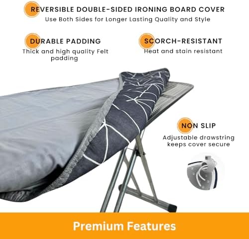 SAVUK Ironing Board Cover and Pad Dual Side X2 Lifetime Double Using Heavy Duty - Image 2