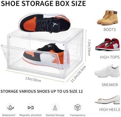 Shoe Boxes Set of 8, Stackable Large Shoe Organizer - Image 3