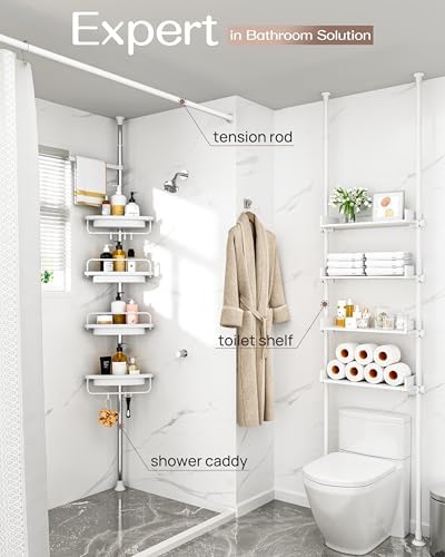 ALLZONE Corner Shower Caddy Tension Pole, Extendable Rustproof Stainless Steel - Image 3