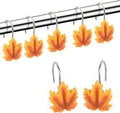 Maple Leaf Shower Curtain Hooks, 12 Anti Rust Decorative Shower Curtain Ring by FINROS