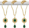 12PCS Green Gem Shower Curtain Hooks, Elegant Bathroom Decor by Koveni