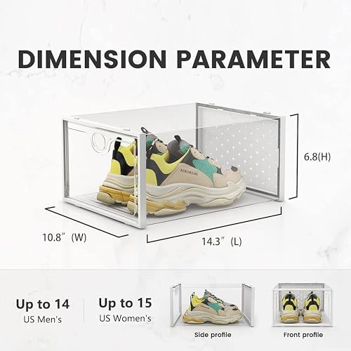 Pinkpum XXL 12 Pack Shoe Storage Box Clear Plastic Stackable Shoe Organizer - Image 2