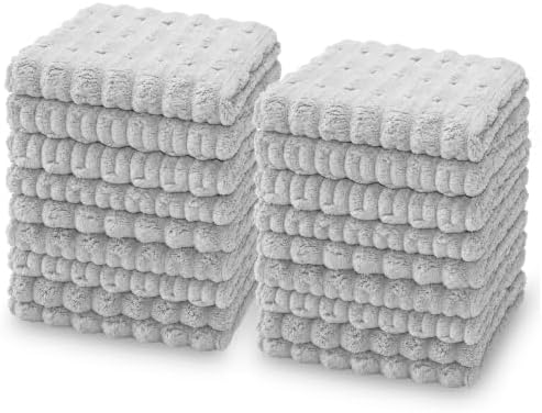 kimteny Microfiber Dish Cloths for Washing Dishes 18 Pack, Light Grey by kimteny