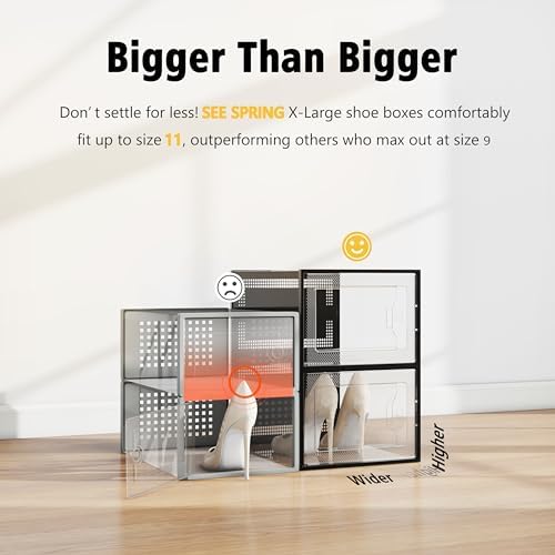 SEE SPRING X-Large Shoe Storage Box Fit Size 11, Space Saving Sneaker Shoe Rack - Image 2