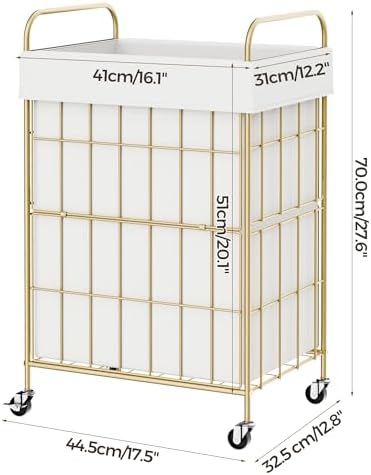 90L Laundry Hamper with Wheels, Laundry Basket with Handle and Liner Bag - Image 7