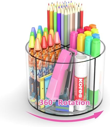 Small Pencil Organizer for Desk Acrylic Art Organizer Clear 4 Compartments by Wawocs
