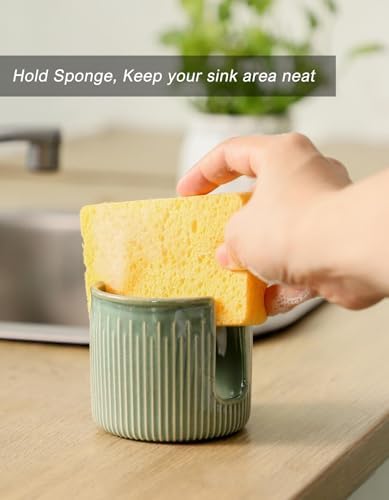 Ceramic Sponge Holder for Kitchen Sink, Scrub Sponge Dish Rack, Farmhouse - Image 2