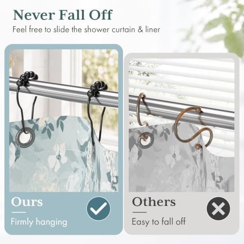 Bathway Shower Curtain Rings, Shower Curtain Hooks Black Shower Rings - Image 4