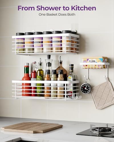 Shower Shelves Adhesive 3 Pack Stainless Steel Storage Organizers-White - Image 6