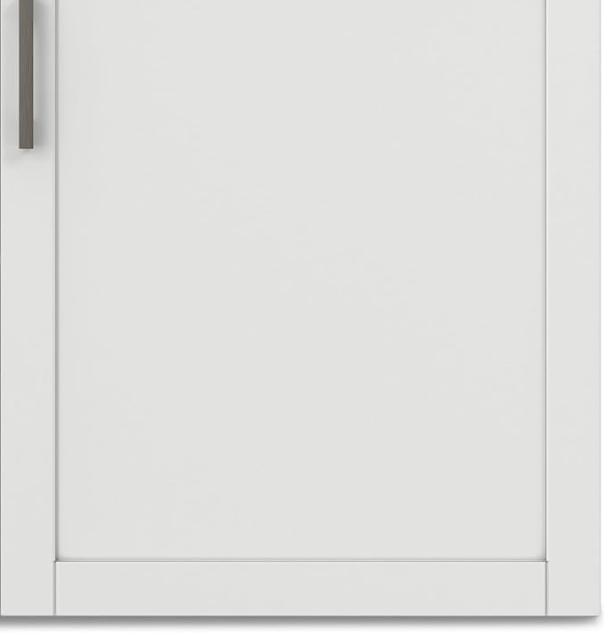 SIMPLIHOME Hennessy All-in-One 46 inch Wide Utility Sink and Laundry Cabinet in Pure White Finish, Transitional Stainless Steel Dual Sink Cabinet for Laundry Rooms with High-Arch Chrome Faucet
