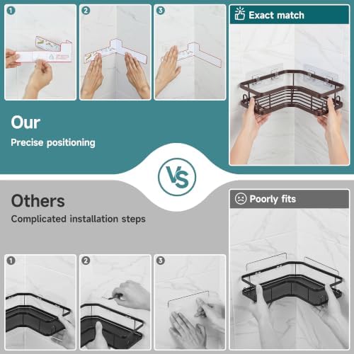 Veken Corner Shower Caddy 3-Pack, Advanced Rustproof Design&Stable Storage - Image 7