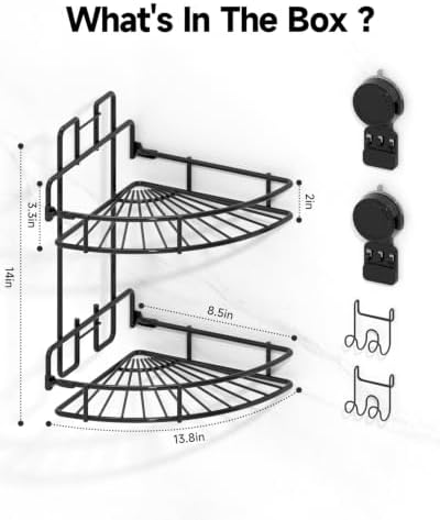 Corner Shower Caddy Suction Cup, Corner Shower Shelves - Image 2