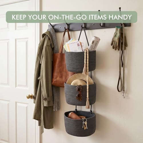 Wall Hanging Rope Baskets 3-Tier Boho Organizers - Image 5