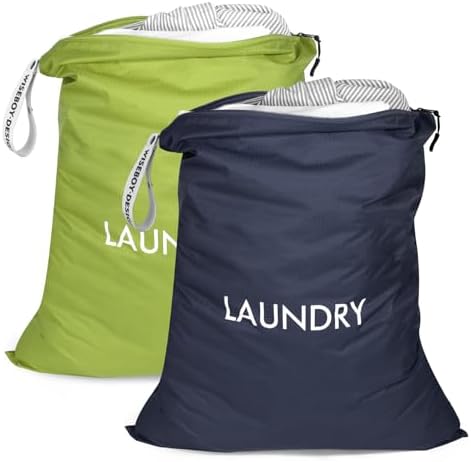 WiseBoy 2 Pack Dirty Laundry Travel Bag, Nylon Travel Dirty Clothes Bag - Image 7