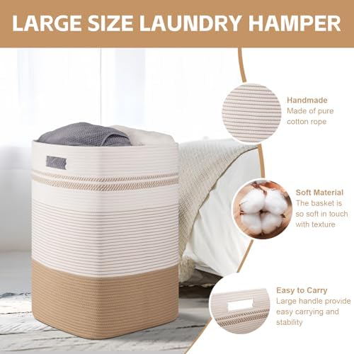 96L Extra Large Cotton Rope Laundry Basket - Image 2