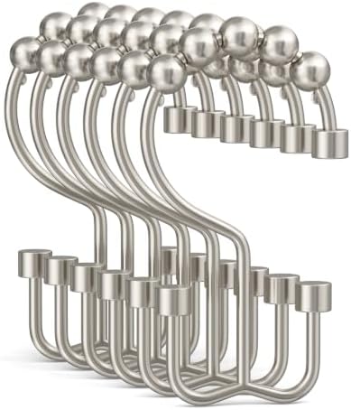 Bathway Nickel Shower Curtain Hooks, Rust Proof Metal Shower Hooks by Bathway