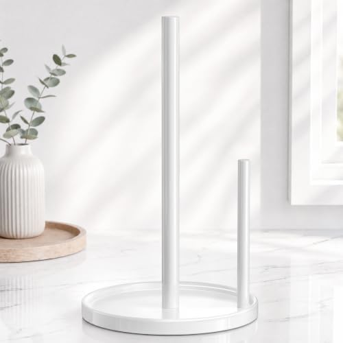 Paper Towel Holder White for Kitchen Countertop Roll Holder Weighted Base - Image 7
