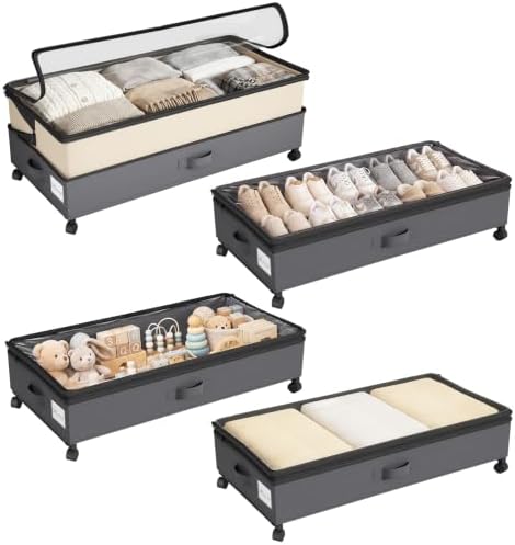 Kitstorack 4 Pack Height-adjustable Under Bed Storage by Kitstorack