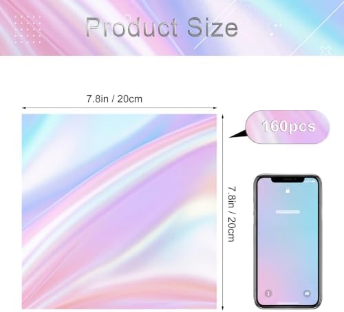 woric 160 Pcs Cellophane Sheets 7.8 x 7.8 Inch Iridescent Cellophane Wrap - Image 2
