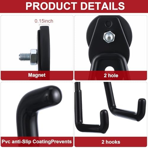 Landhoow 26 Pcs Large Magnetic Hooks Heavy Duty Garage Magnet Hooks Strong - Image 3