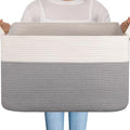 OIAHOMY Extra Large Blanket Basket, 95L Cotton Rope Woven Laundry Basket by MasterofSpaceOptimization