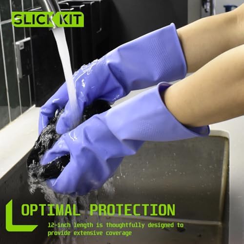 Rubber Kitchen Dishwashing Gloves, 3 Pairs - Image 4