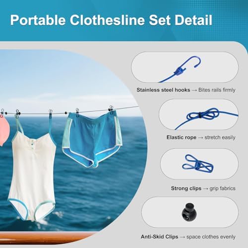 2 Pack Retractable Portable Travel Clothesline, Camping Clothing Line Set - Image 5