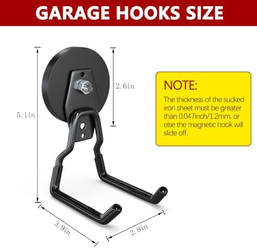 3-H Heavy Duty Magnetic Hooks, No-Drill Garage Power Tool Holder, 2 Pack - Image 4