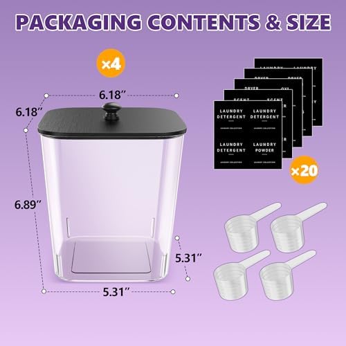 Moforoco 4 Pcs Laundry Pods Container, Large Detergent Powder Storage - Image 2