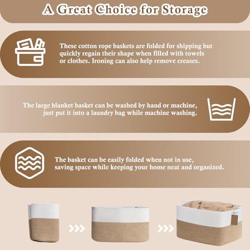 Goodpick 75L Extra Large Woven Rope Blanket Basket - Image 7