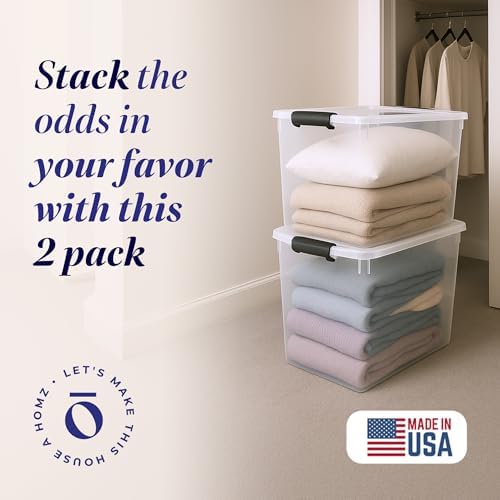 HOMZ Clear Plastic Storage Bins w/Latching Lid, 112 Qt, 2 Pack - Image 2