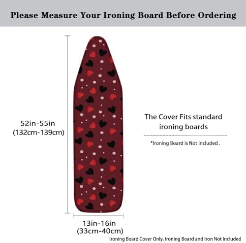 Red Love Heart Ironing Board Cover, 15 x 54 Applicable Standard Size Happy - Image 5